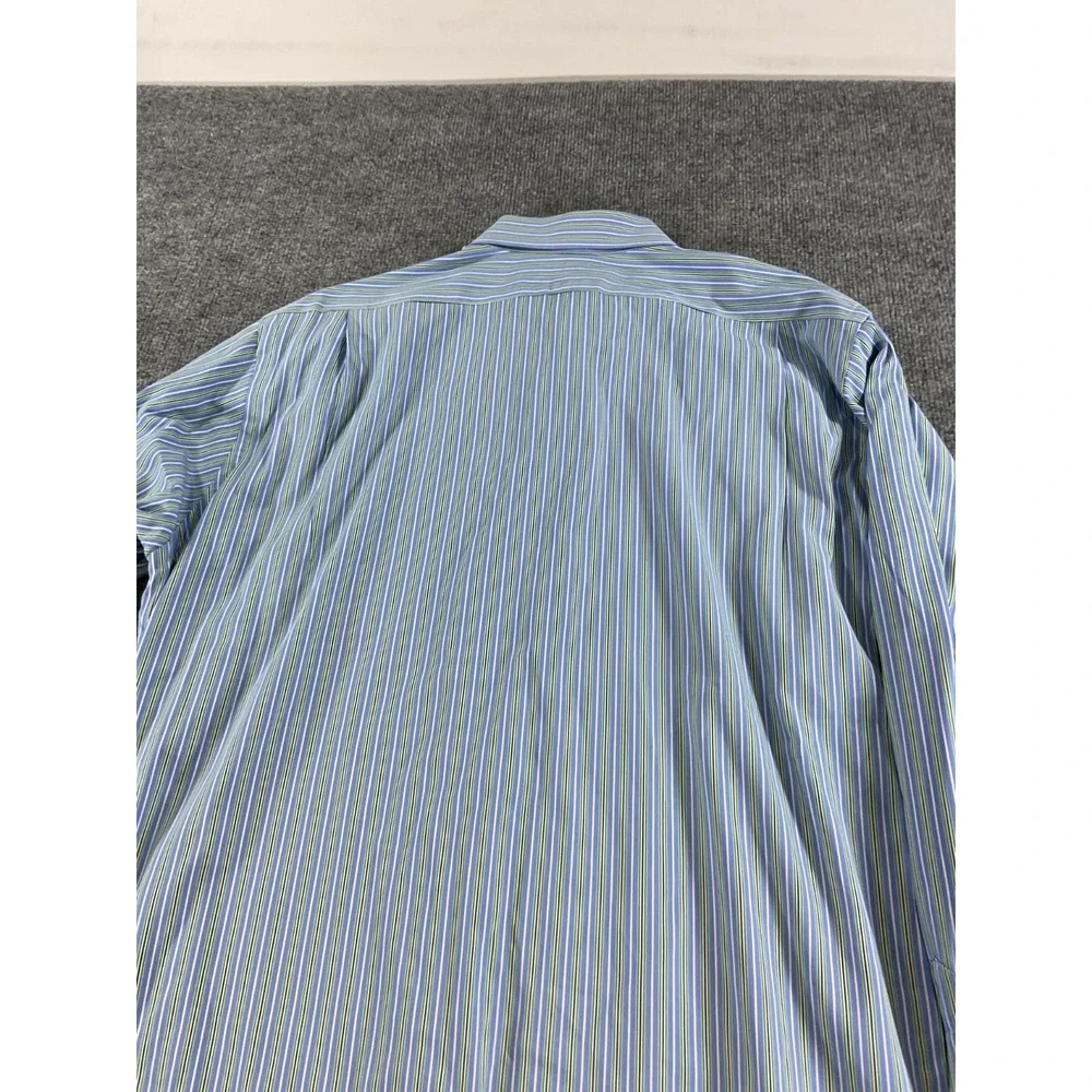 Polo Ralph Lauren Regent Classic Fit Dress Shirt 17.5 36/37 Blue Stripe Long Sle